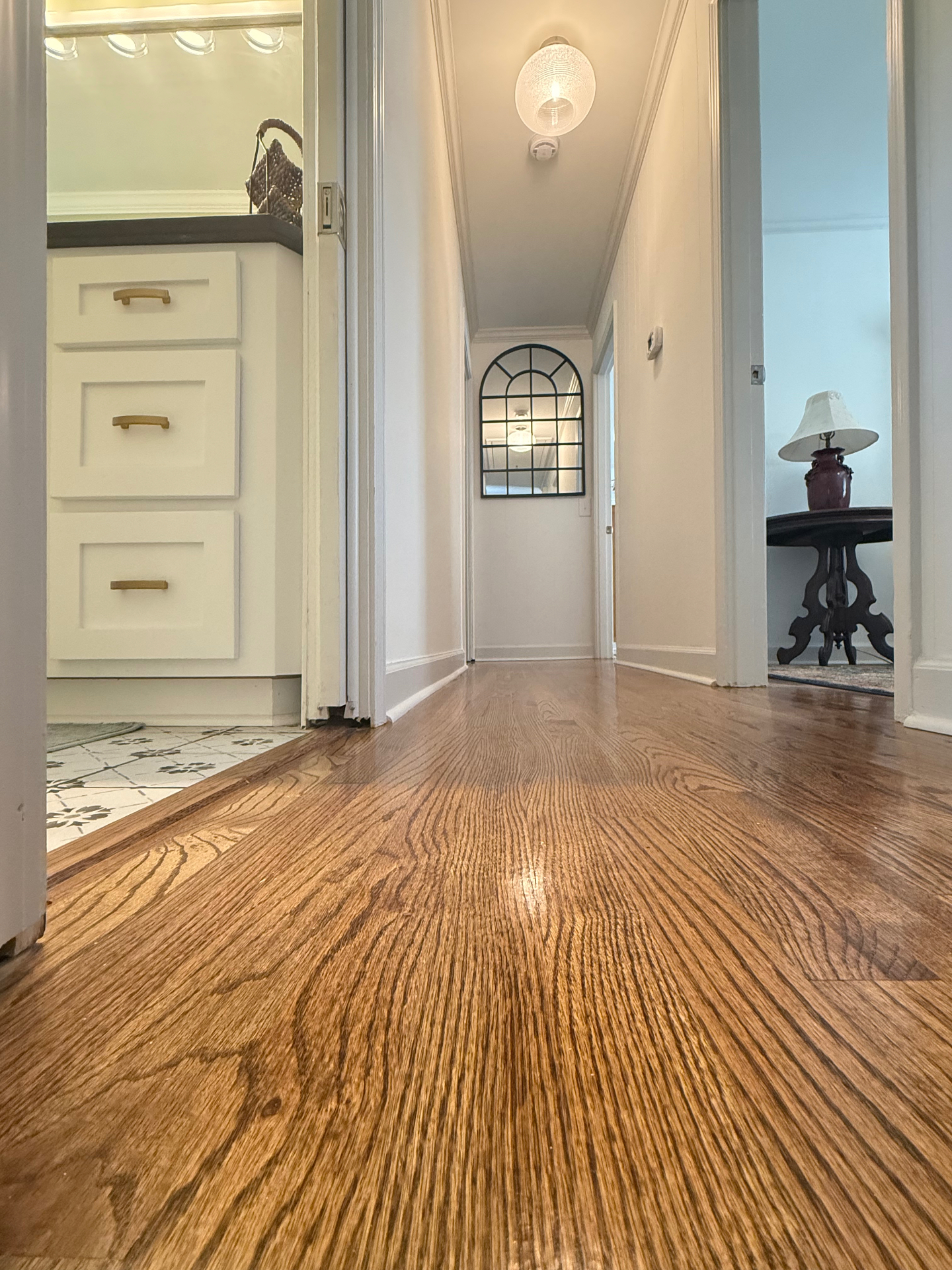 Gleaming hardwood floors after a deep cleaning