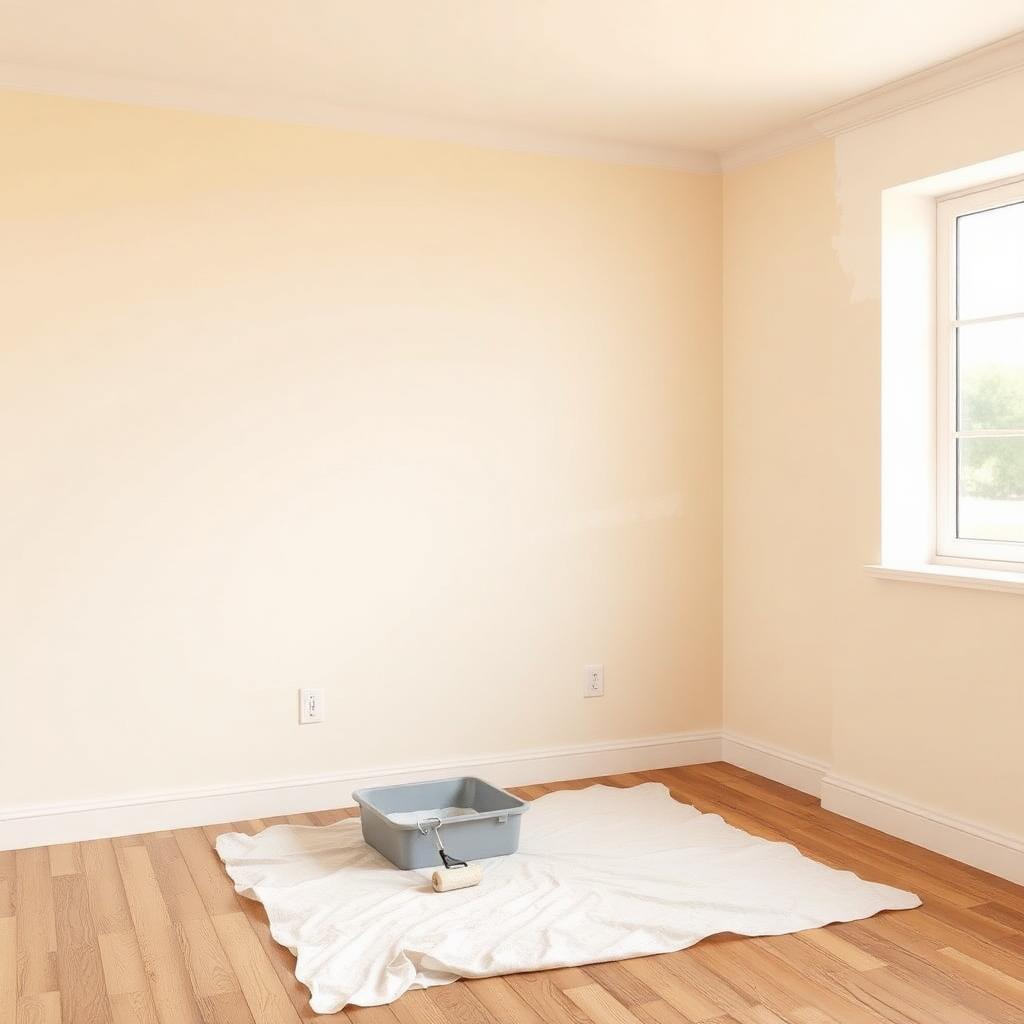 Interior wall freshly painted soft warm white